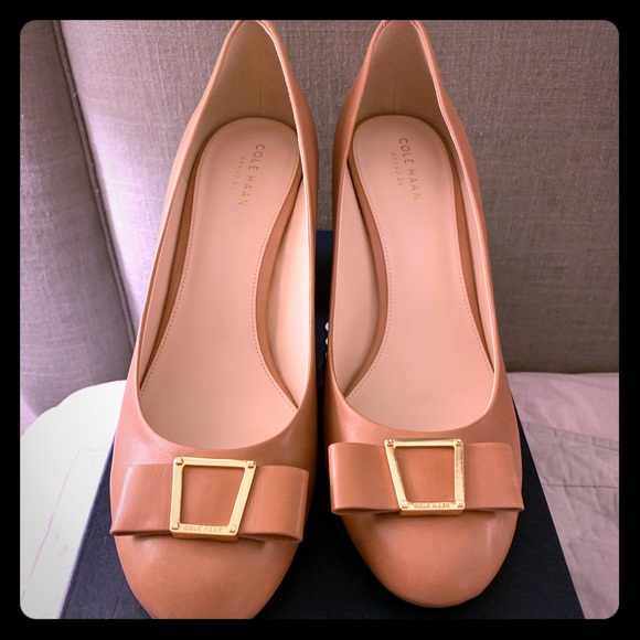 cole haan emory bow block heel pumps